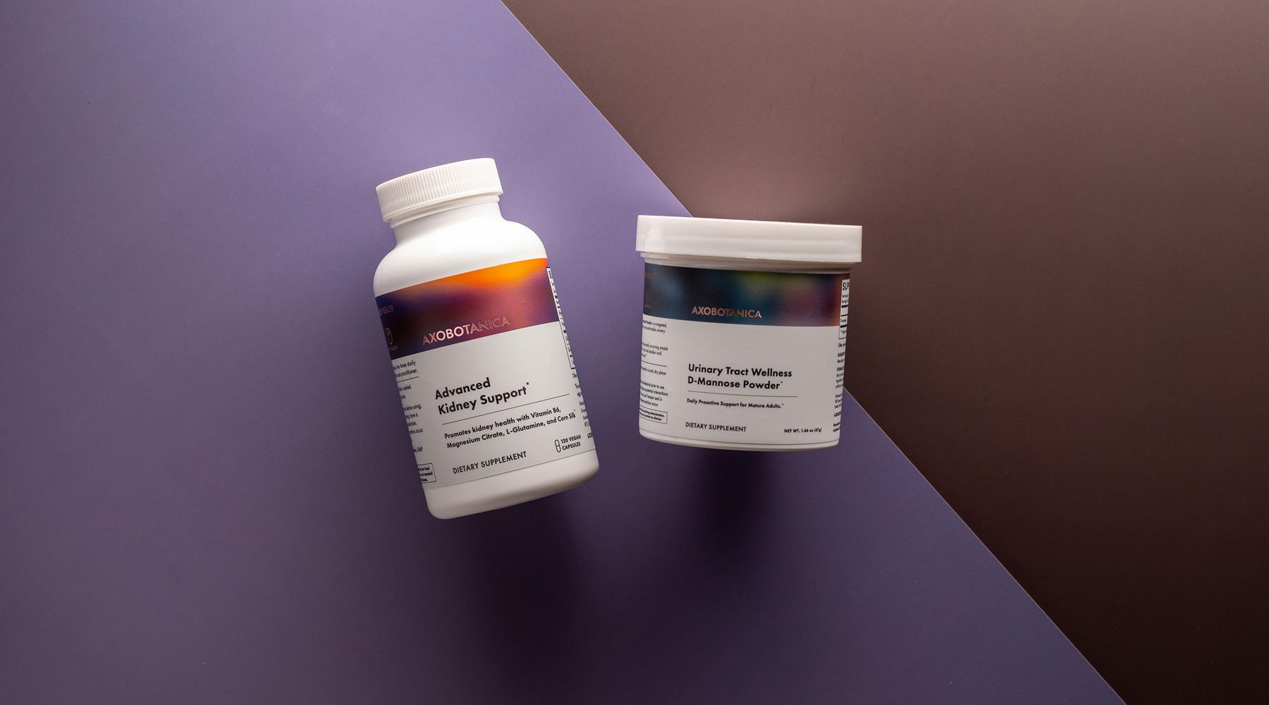Axobotanica products on multi-color background