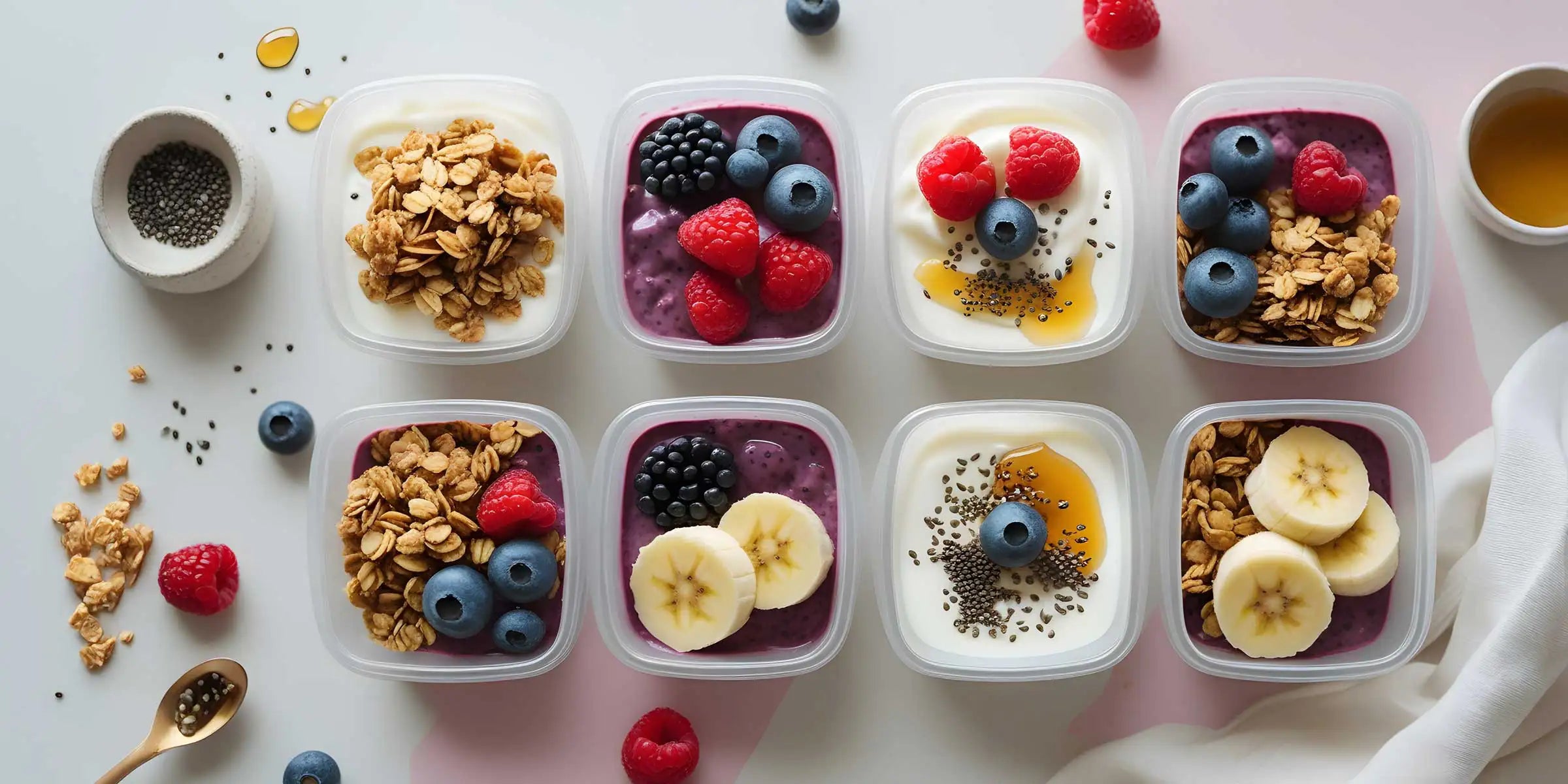 Containers of food for weekly meal prep