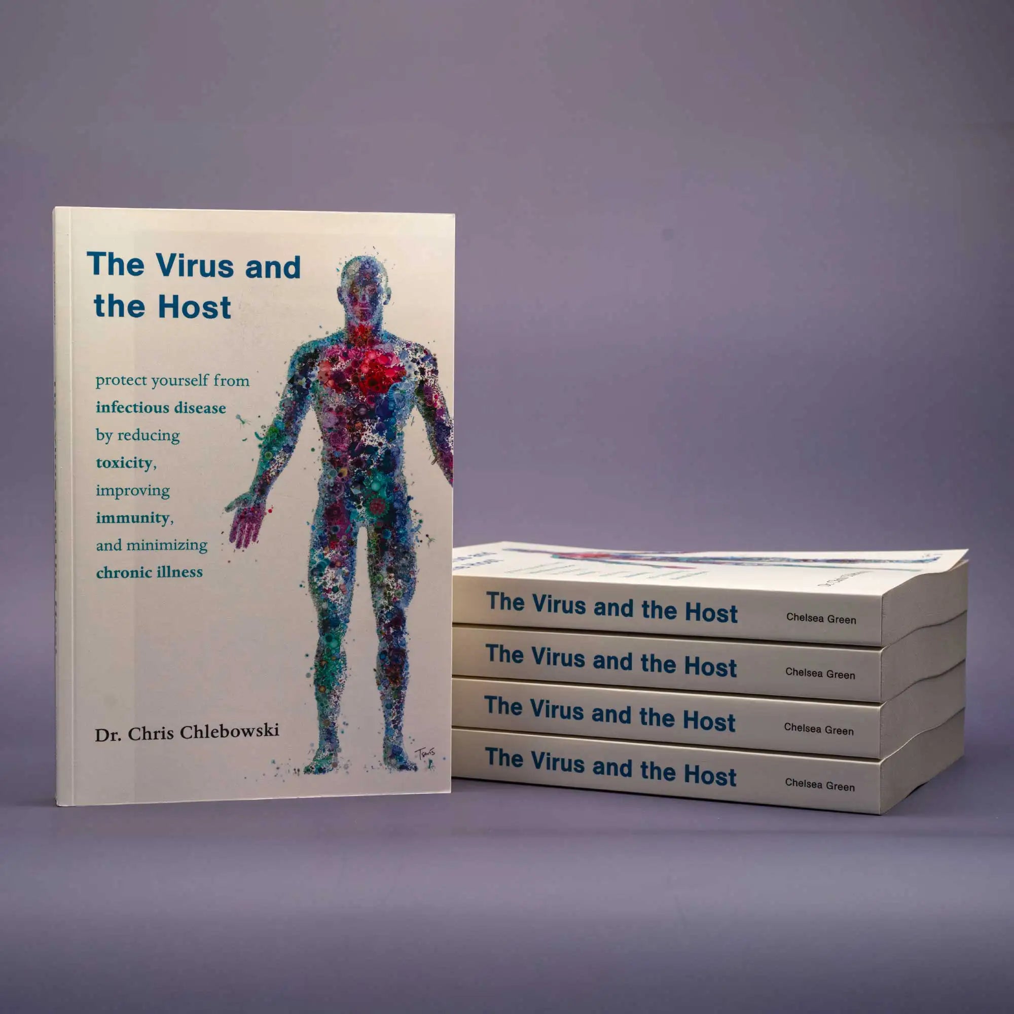 The Virus and the Host books stacked up