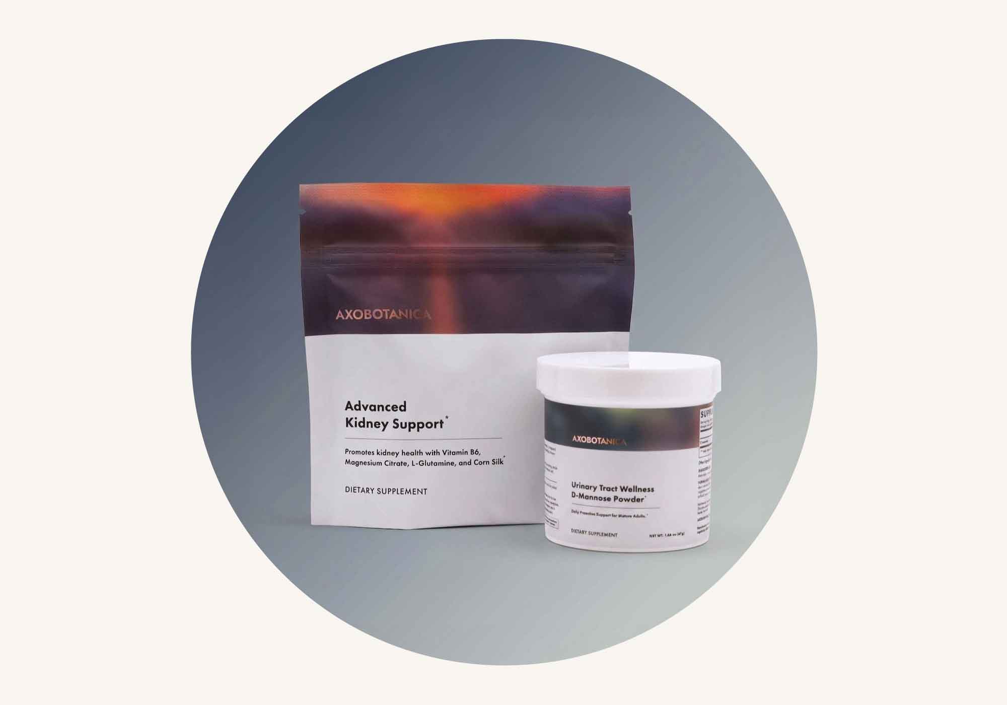 Supplement packaging with a jar and a box on a gradient background