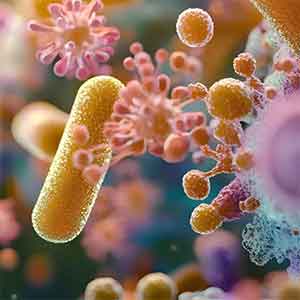 Microbes under microscope